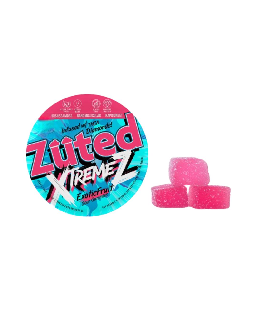 Zuted Xtremez Exotic Fruit Sour D9 Gummies