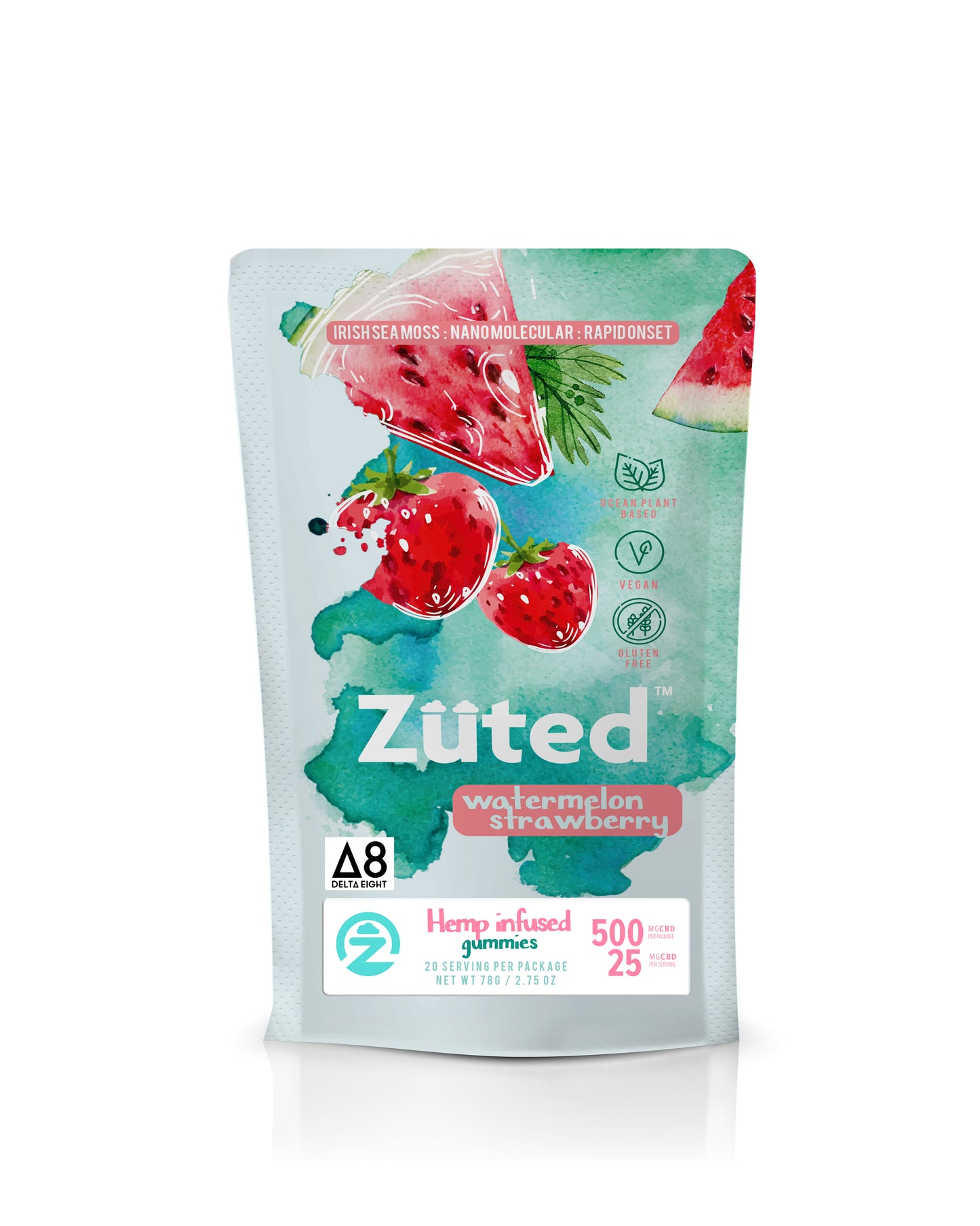 Zuted Watermelon Strawberry  D8 Gummies