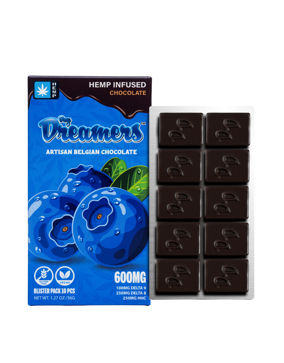 Blueberry D8, D9 & HHC Chocolate 600mg