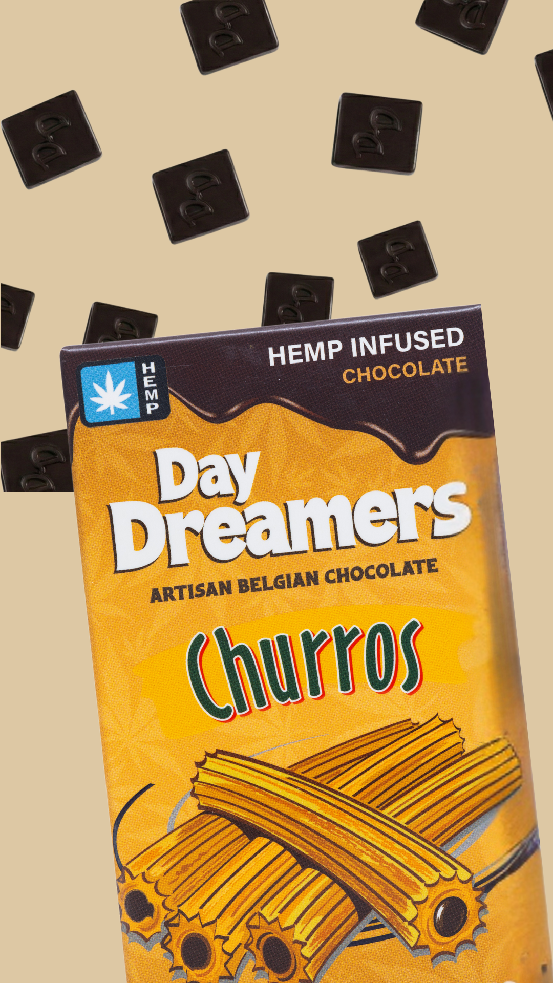Day Dreamers Artisan Belgian hemp infused chocolate churros flavored bar