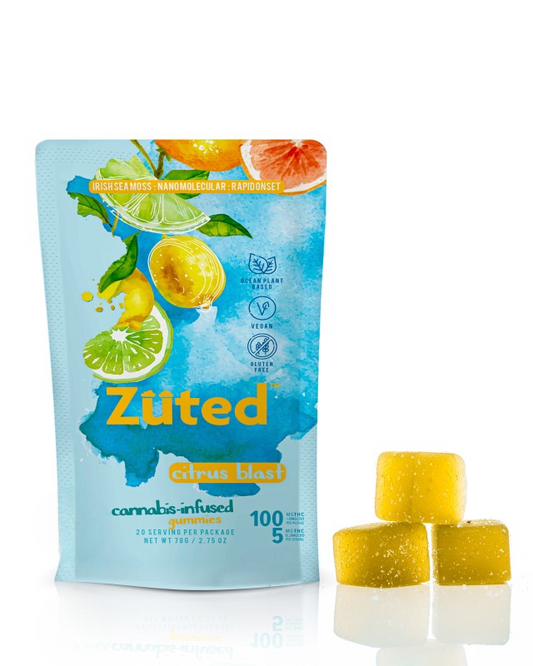 Záted citrus-infused product packaging with lemon and lime graphics on a white background